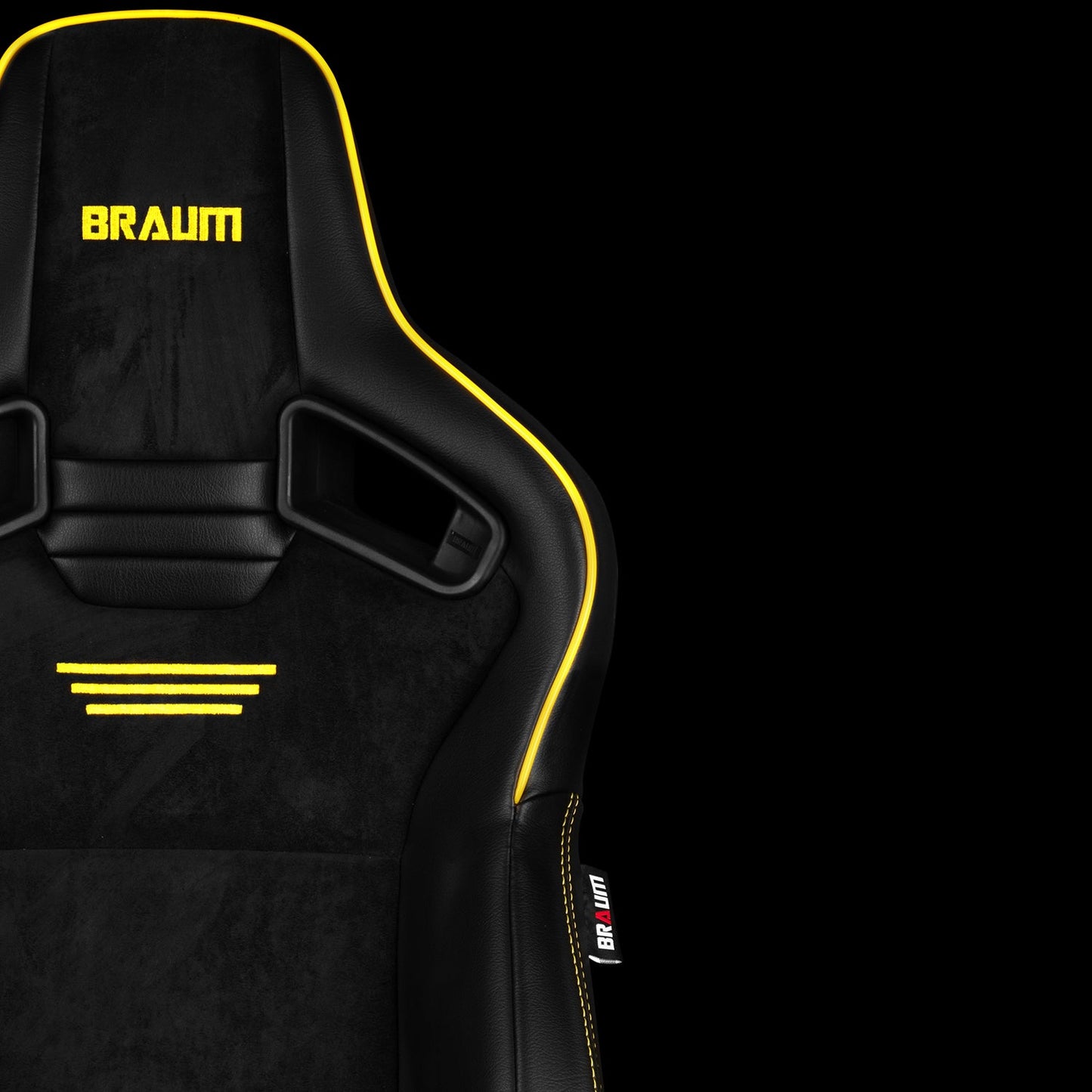 Braum Racing ELITE V2 Series (Black Suede | Yellow Piping)Sport Reclinable Seats