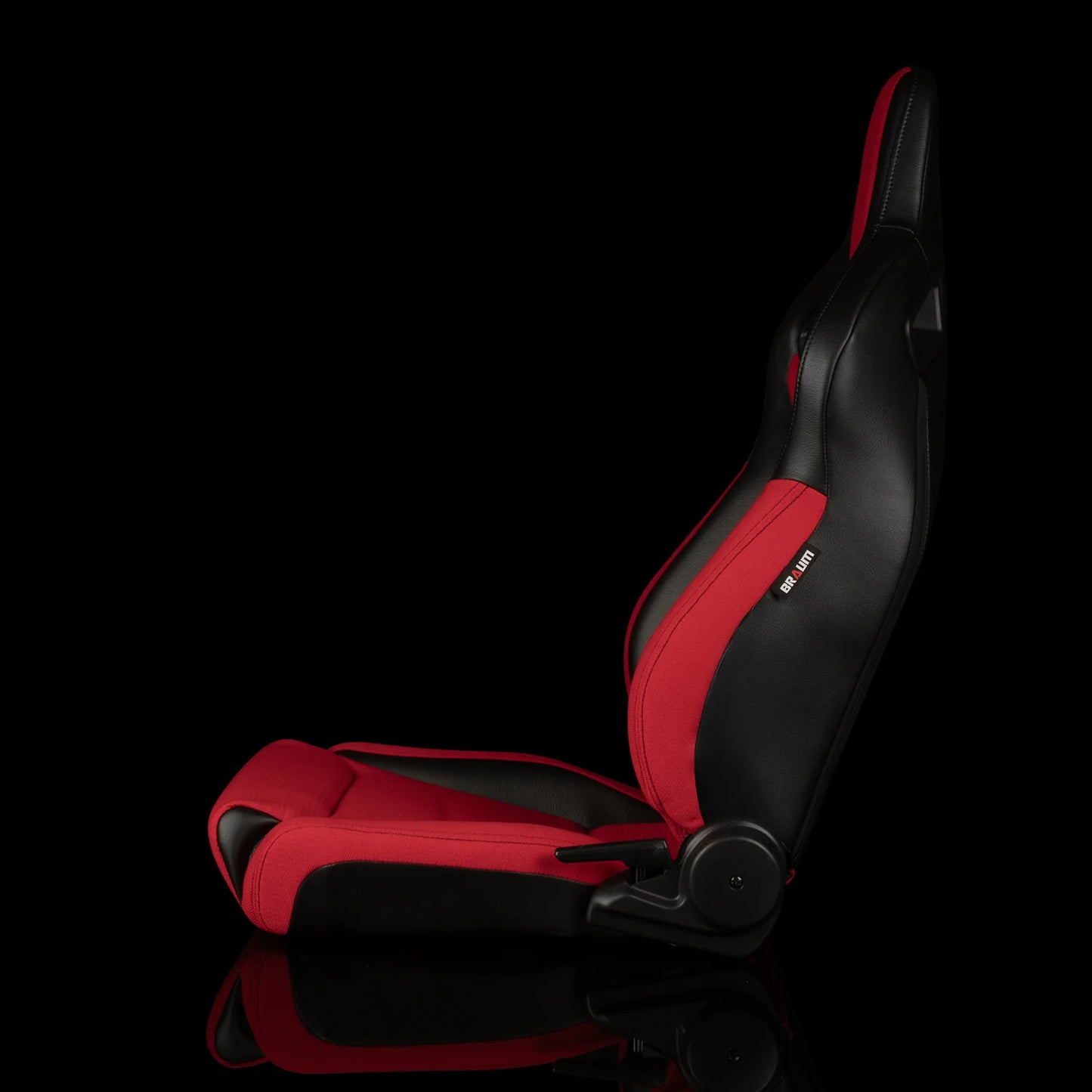Braum Racing ELITE V2 Series *Low Bolster* (Black PU / Red Jacquard) Sport Reclinable Seats