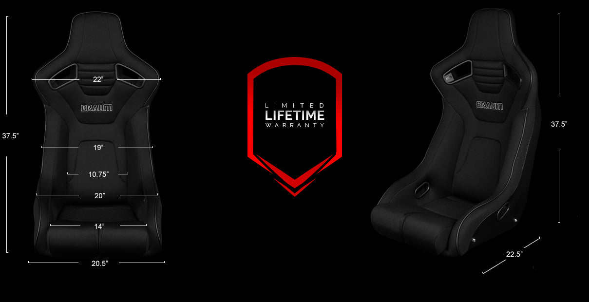 Braum Racing Elite-R Series Fixed Back Racing Seat (Black Cloth Black Trim)