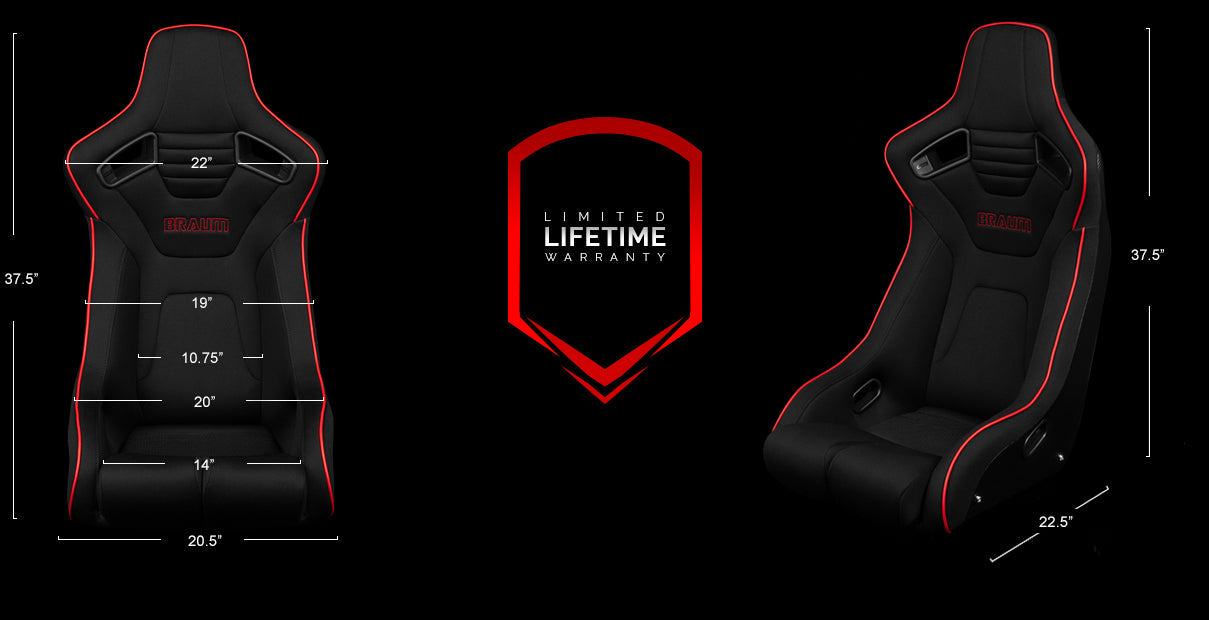 Braum Racing Elite-R Series Fixed Back Racing Seat (Black Cloth Red Trim)