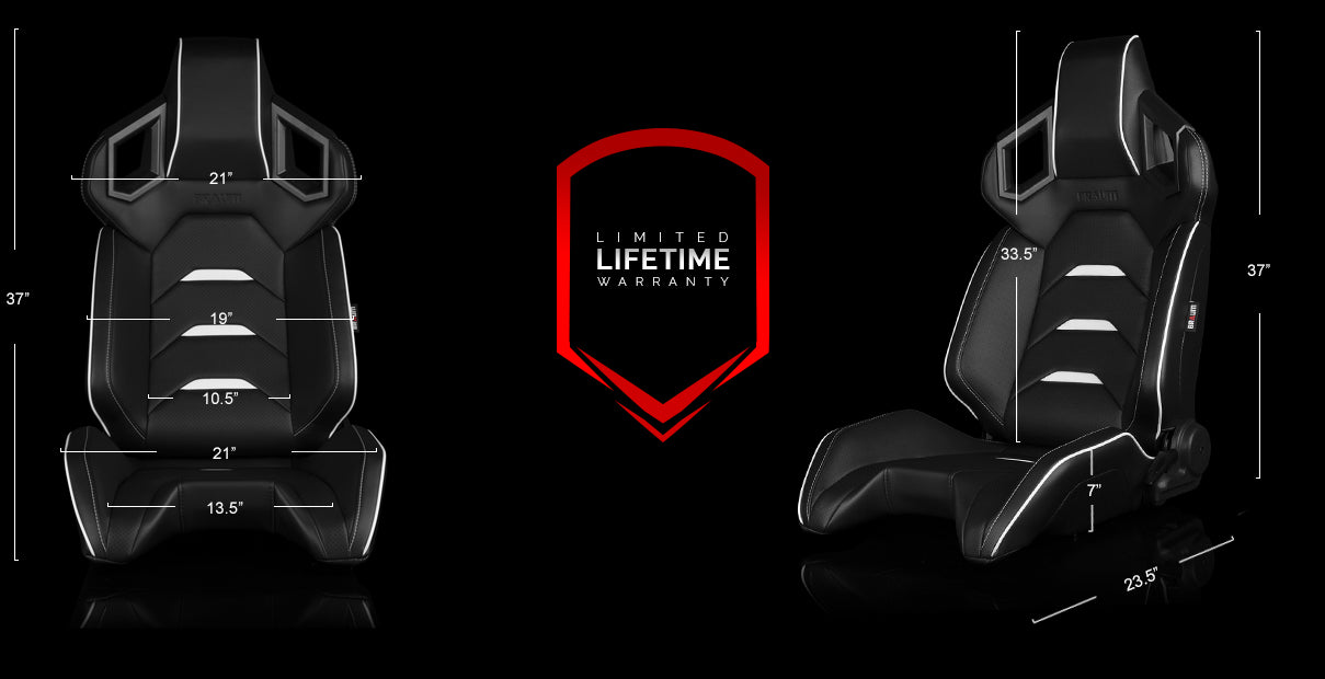 Braum Racing ALPHA-X SERIES Reclining Racing Seats (Black & White)