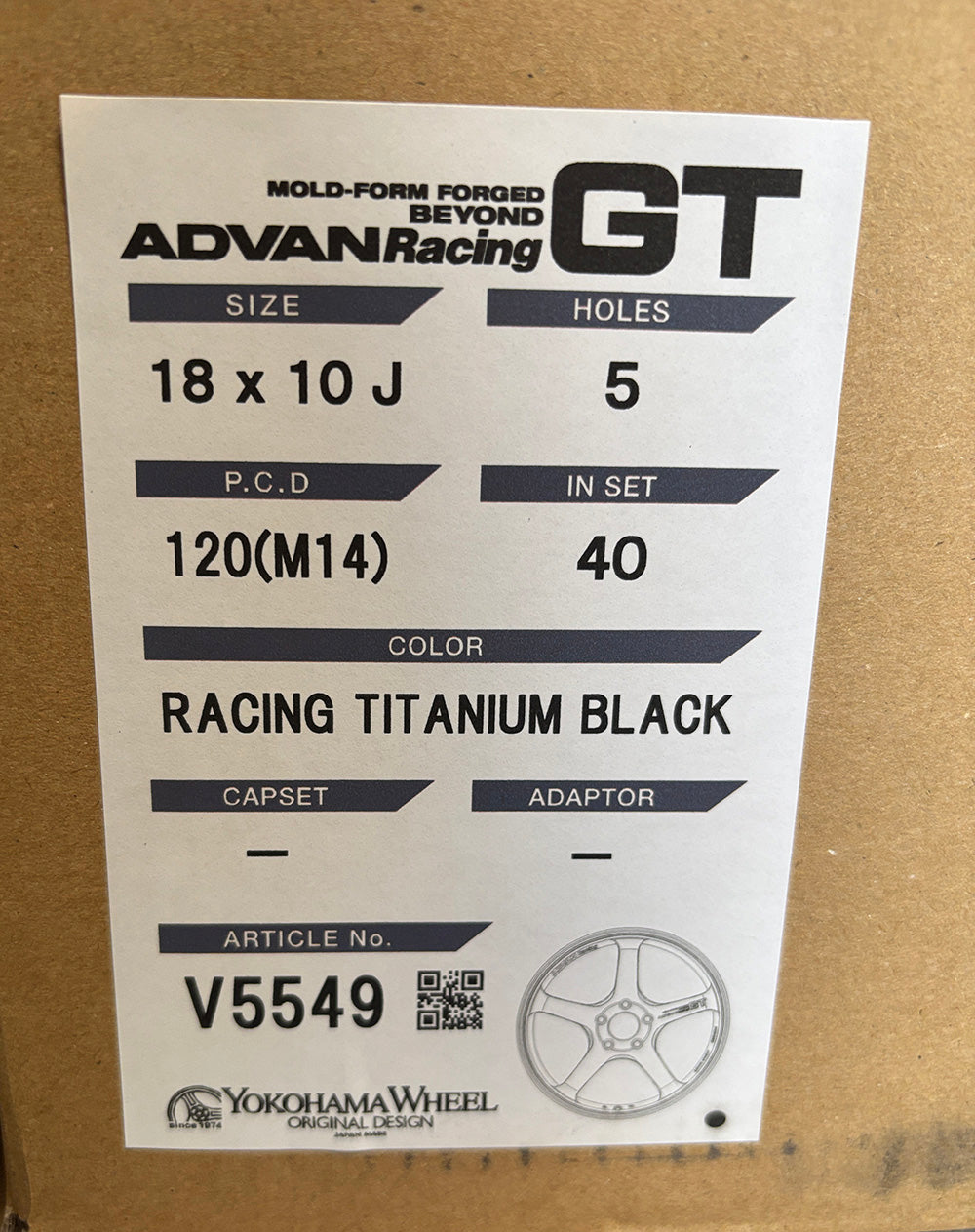 Advan GT Beyond Racing Titanium Black 18x10 +40 5x120 Wheel Rim, Set 4 19.75lbs