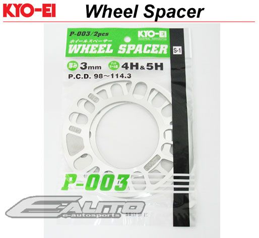 2pc Kics KYO-EI 3mm Rim Wheel Spacer 4x100 4x114 5x100 5x114 5x112 PCD 98-114