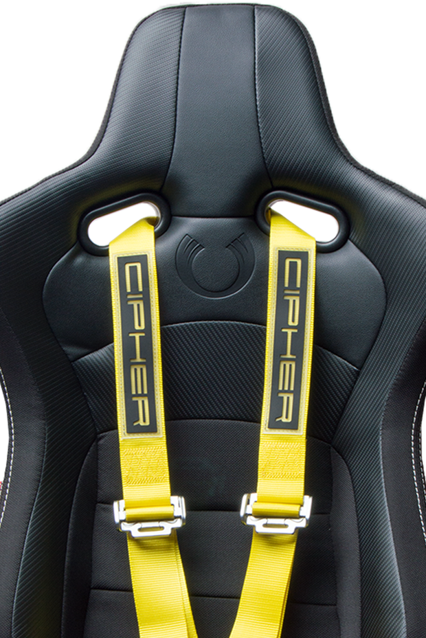 Cipher Racing Yellow 4 Point Camlock Racing Harness Set (Sold in Pairs)