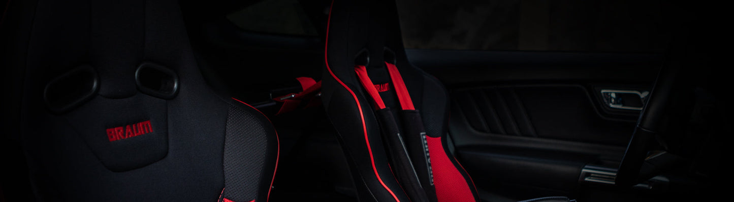 Braum Racing Elite-R Series Reclining Racing Seats (Black and Red Cloth)