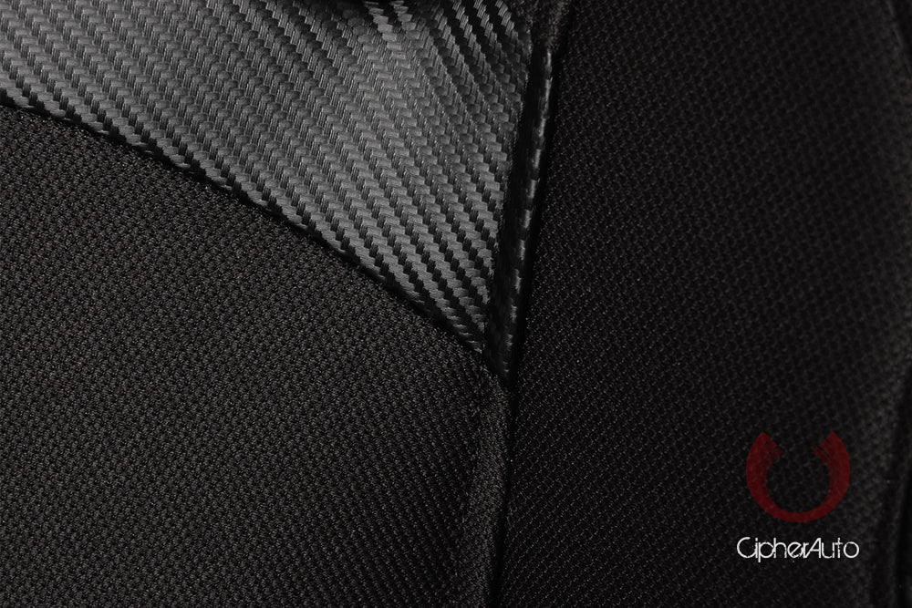 CPA1007 Wide Version/Black Premium Cloth w/ Carbon Fabric Patch Cipher Racing Seats (Sold in Pairs)
