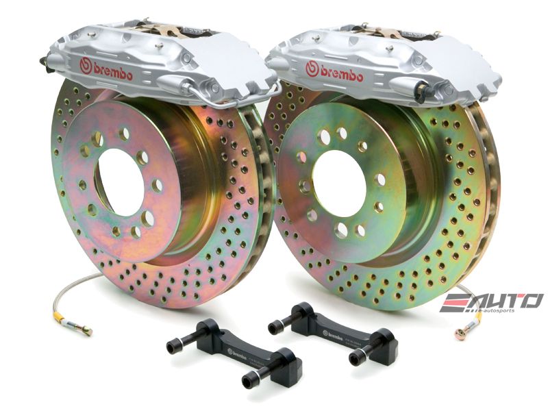 Brembo Rear GT Brake 4Pot Caliper Silver 309x28 Drill Disc 911 SC Carrera 66-89