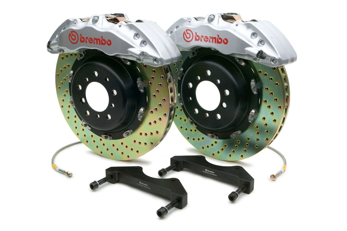 Brembo Front GT Brake BBK 6pot Silver 380x34 Drill Chevy GMC 2500 07-09 H2 08-09