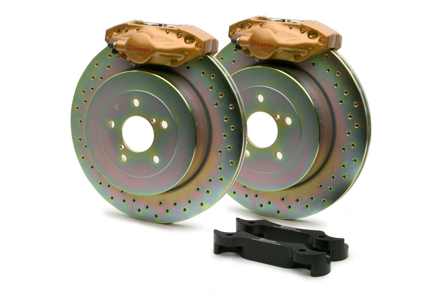Brembo Rear GT Brake 2Pot Caliper Gold 316x20 Drill Disc for Impreza WRX 02-07