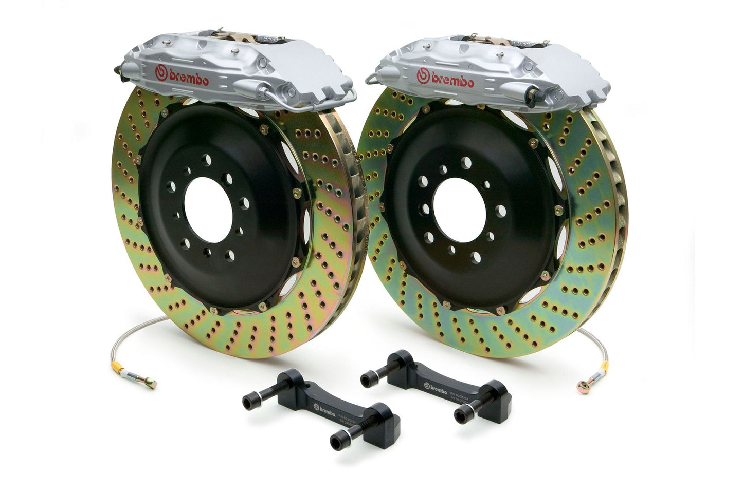 Brembo Rear GT Brake BBK 4pot Silver 380x32 Drill Escalade Chevy GMC 1500 07-14
