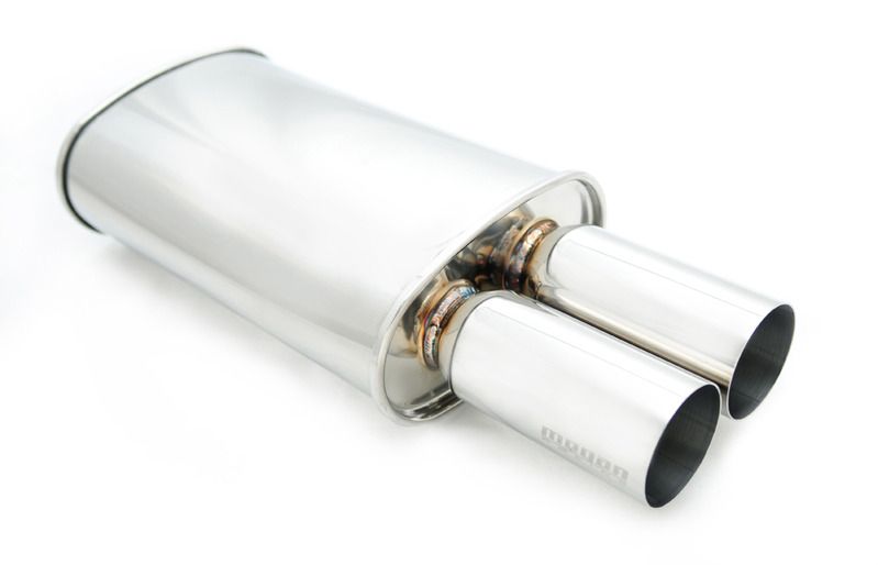 MEGAN M-DT Turbo 3" Dual Stainless Steel Tips Oval Exhaust Muffler 3" inlet