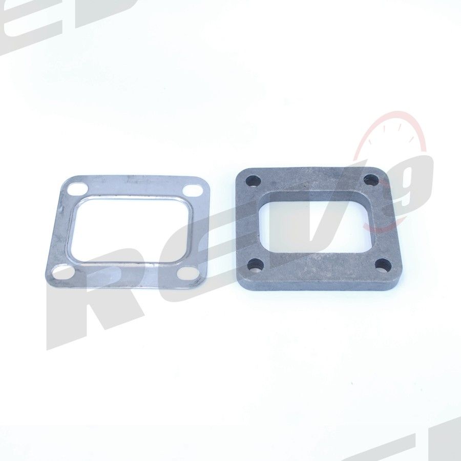 Rev9 T4 4 Bolt Turbo Inlet Turbine Housing Flange Adapter Plate + Gasket