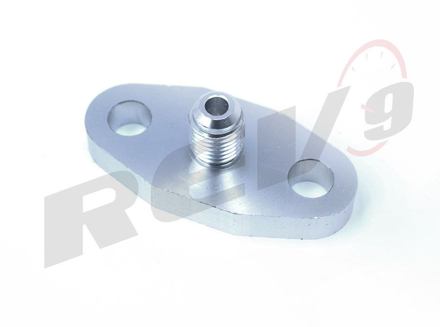 Rev9 4AN OIL FEED SUPPLY FLANGE ADAPTER T3 GT30 GT35 T66 T67