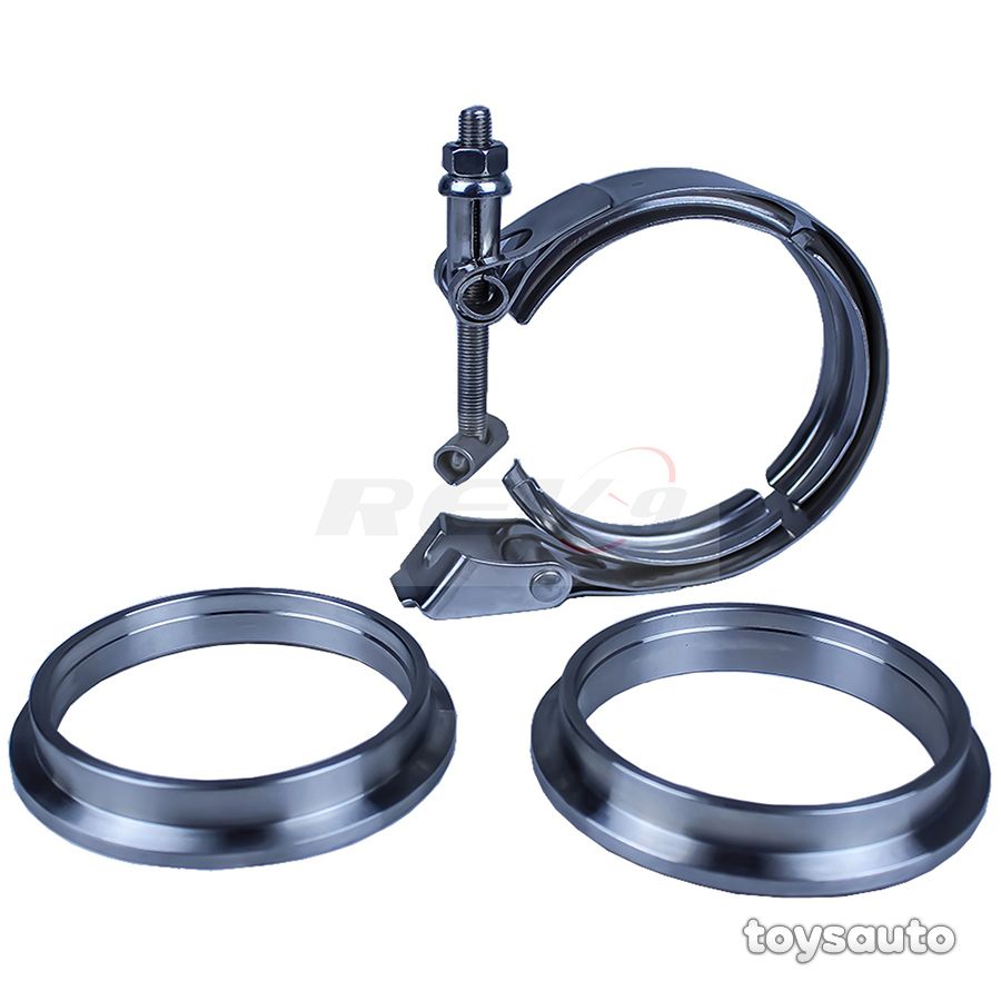 Rev9 3pc 4" SS V Band Turbo Exhaust Downpipe Quick Release Clamp + Flange Kit