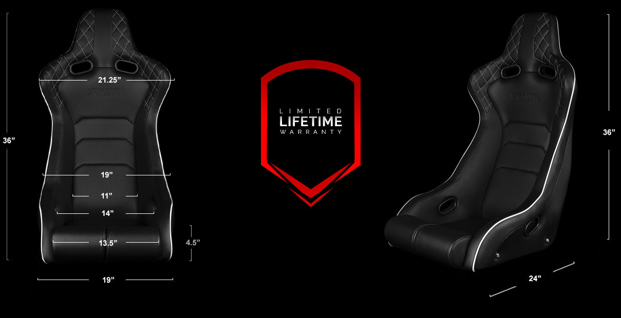 Braum Racing Venom X Series Fixed Back Racing Seat (White/Red Trim)