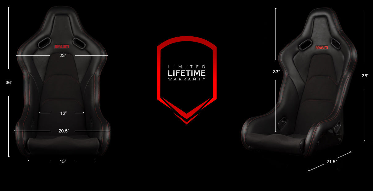 Braum Racing Falcon-S FIXED BACK BUCKET COMPOSITE SEAT (White/Red Stitching)