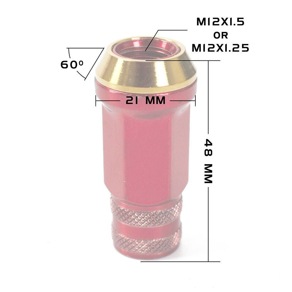 Godspeed Red GR48 Steel Open End Taper Wheel Lug Nuts *Spin washer* 12x1.25
