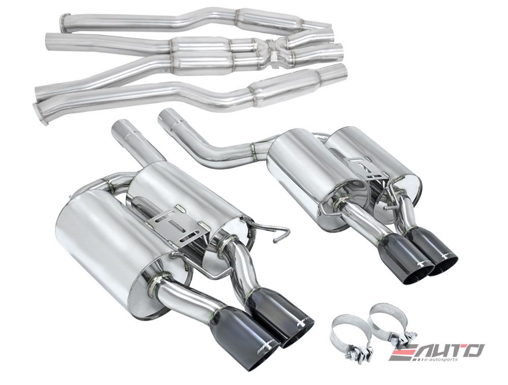 MEGAN 3.5" 4 Black Chrome Roll Tip Supremo Catback Exhaust for BMW E60 M5 06-10