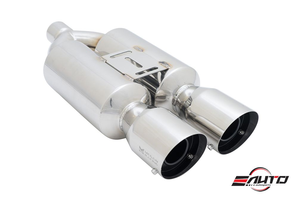 MEGAN Universal M-RS 4" Stainless Dual Twin Tip Exhaust Muffler 2.25" inlet