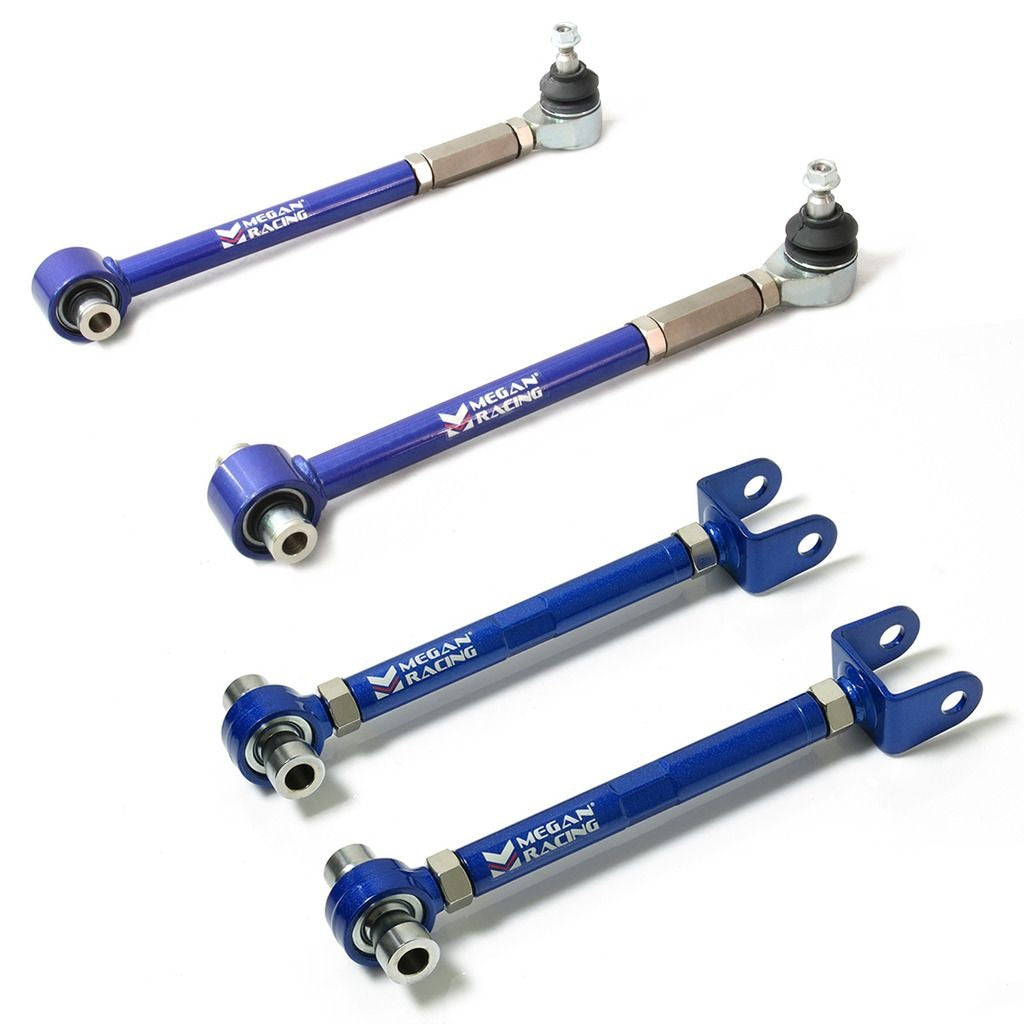 MEGAN 4pc Rear Toe +Trailing Caster Control Arm for Eclipse 95-05 RS GS GST FWD
