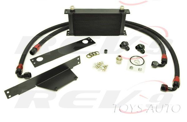 Rev9 Black 19 Row Engine Oil Cooler Kit w/ Filter Adapter for WRX STi 02-05