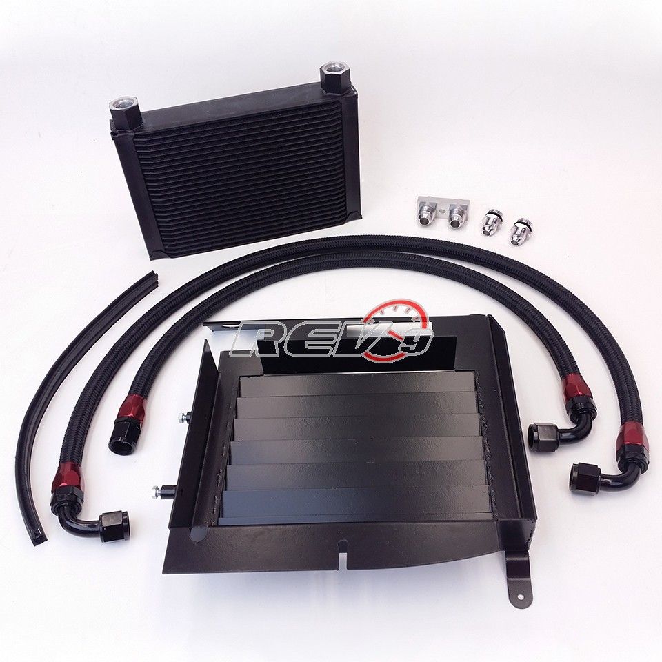 Rev9 Black Aluminum 25 Row Engine Oil Cooler Bolt on Upgrade Kit BMW E90 E92 335