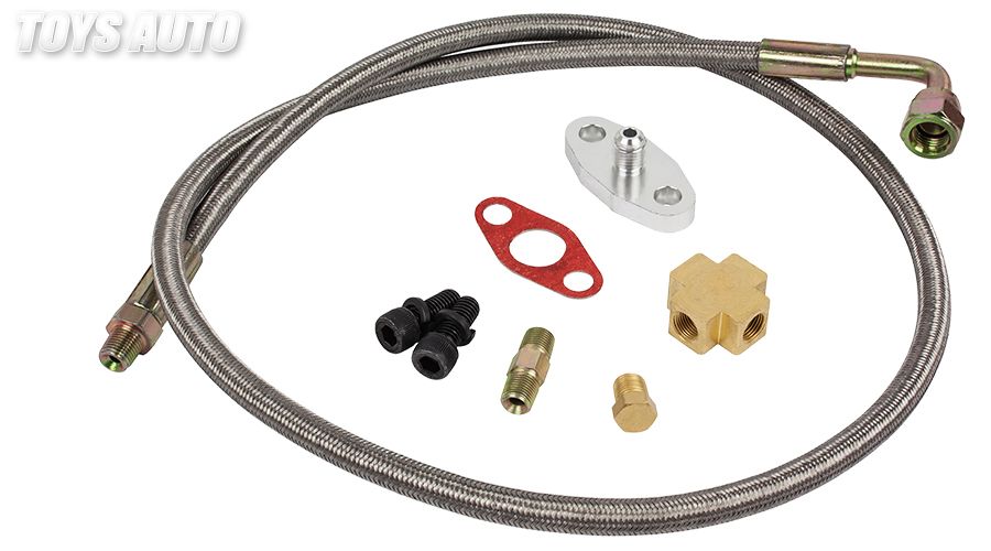 Rev9 90 Degree 4AN Male Oil Supply Feed Line T3 T4 GT30 GT35 T66 T67 T70 Turbo