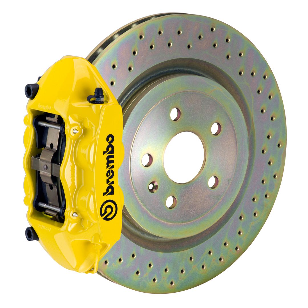 Brembo Front GT Brake BBK 4pot M Caliper Yellow 355x32 Drill Disc Mustang 05-13