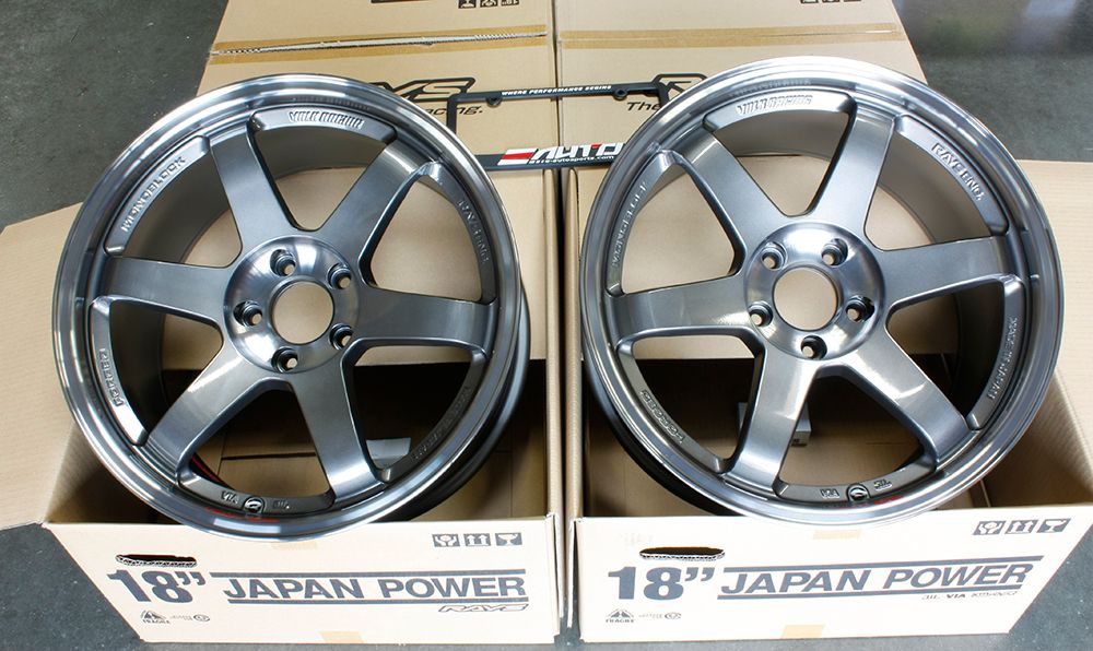 Rays TE37SL Graphite Wheels 18x9.5 +22 5x114 Evolution Evo 7 8 9