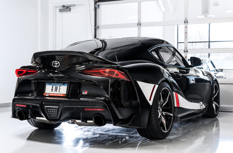 AWE Tuning 2020 Toyota Supra A90 Resonated Touring Edition Exhaust - 5in Diamond Black Tips