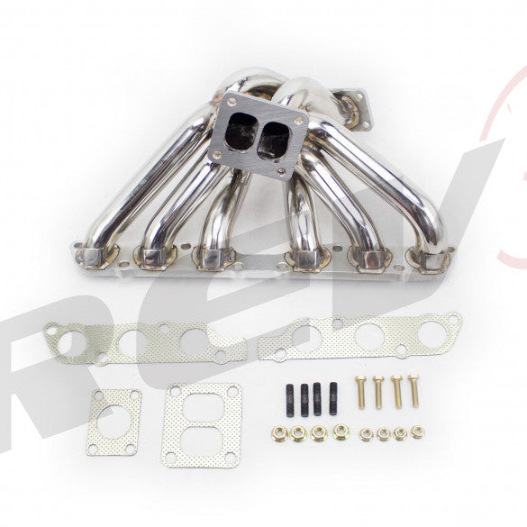 Rev9 Toyota Supra 2JZGE Turbo Manifold, T4 Flange, 40/50mm Flange for External Wastegate