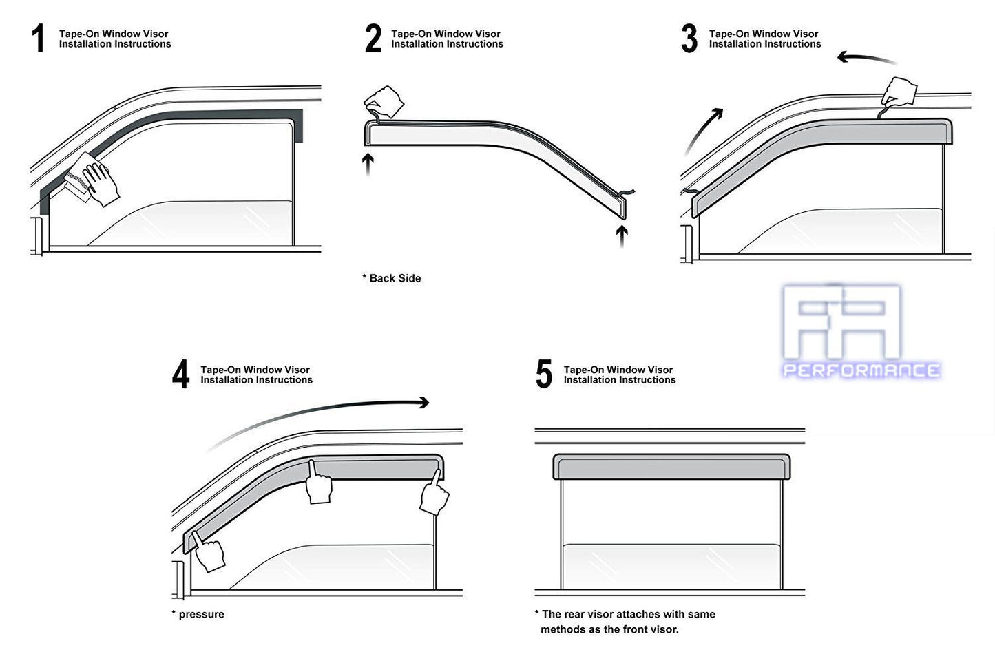 Manzo Window Visors Rain Wind Guards Shade *Smoke* for Chevrolet Malibu 16-19