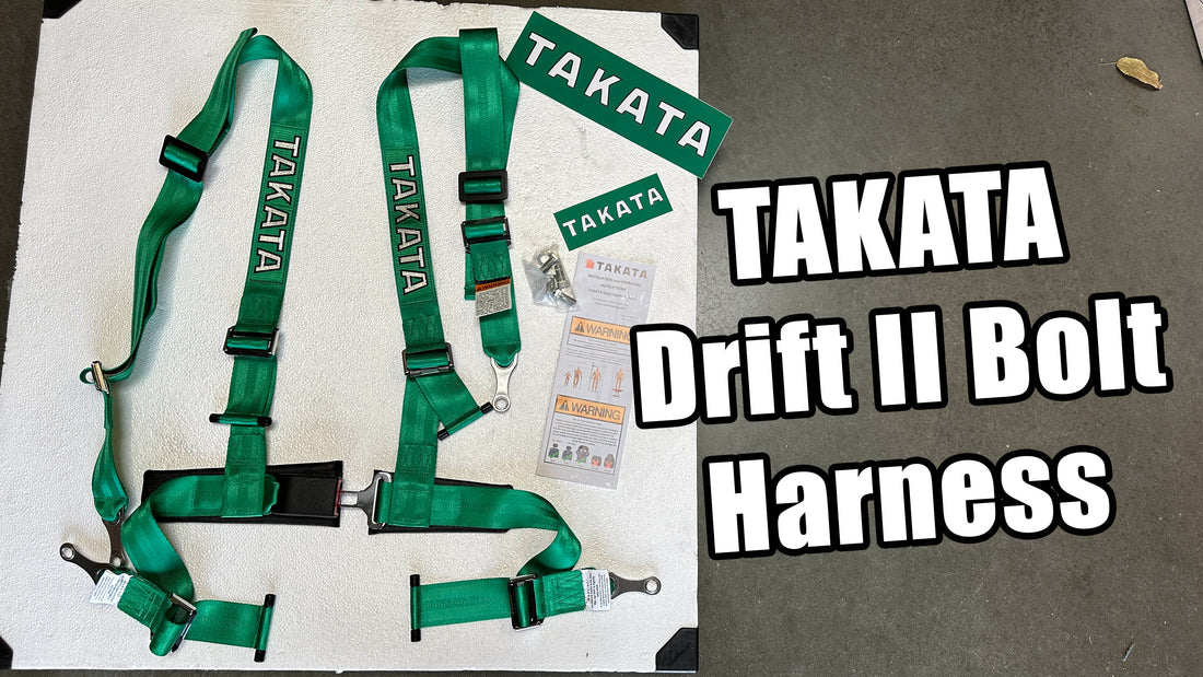 TAKATA Drift II Bolt On 4 Point Harness Green with ASM Technology - Box Opening 2023!