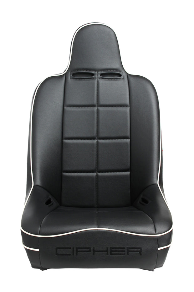 CPA3004 Black Leatherette w/White Piping Universal Fixed Bucket Suspension / Jeep Seats