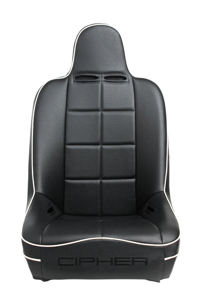 CPA3004 Black Leatherette w/White Piping Universal Fixed Bucket Suspension / Jeep Seats
