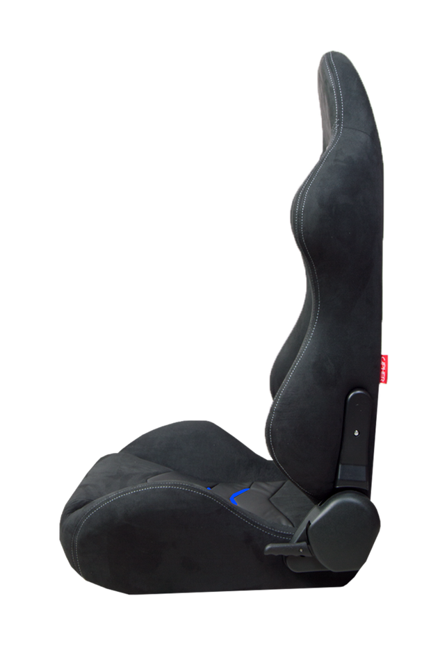 CPA1075 Black Suede With Blue Piping Universal Racing Seats (Sold in Pairs)