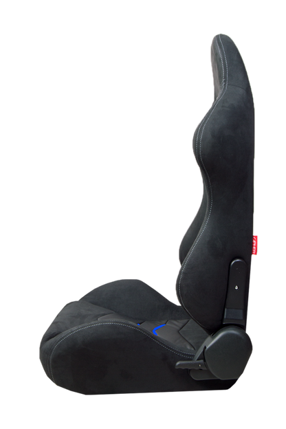 CPA1075 Black Suede With Blue Piping Universal Racing Seats (Sold in Pairs)