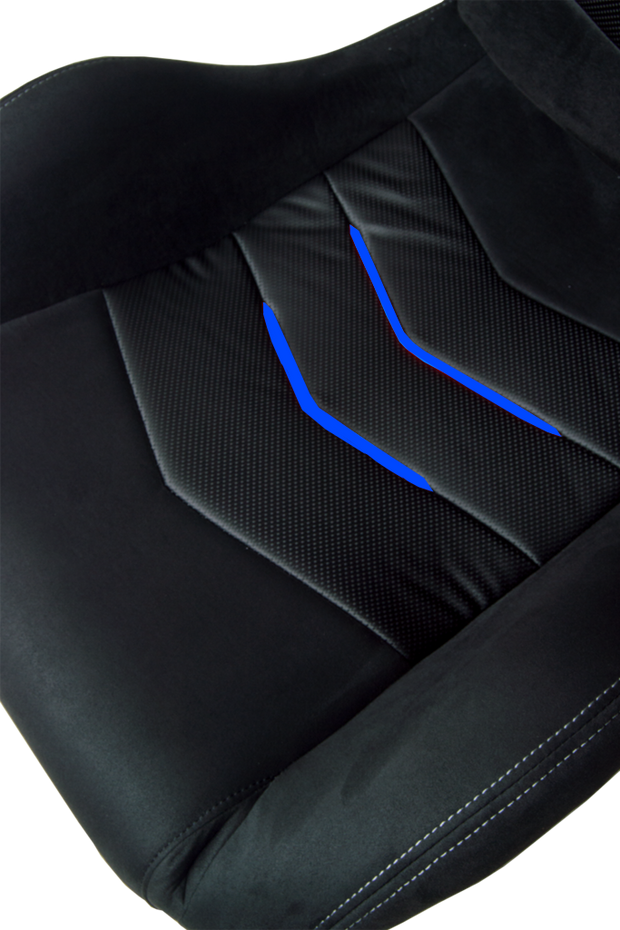 CPA1075 Black Suede With Blue Piping Universal Racing Seats (Sold in Pairs)