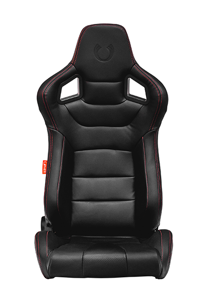 CPA2001 Euro Series All Black PU Leather Red Stitches with Carbon Fiber PU (Sold in Pairs)