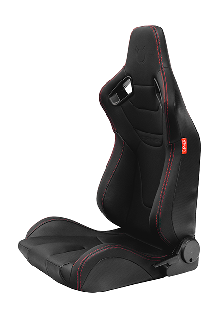 CPA2009RS Cipher Racing Seats Black Leatherette Carbon Fiber w/ Red Stitching - Pair (NEW!)