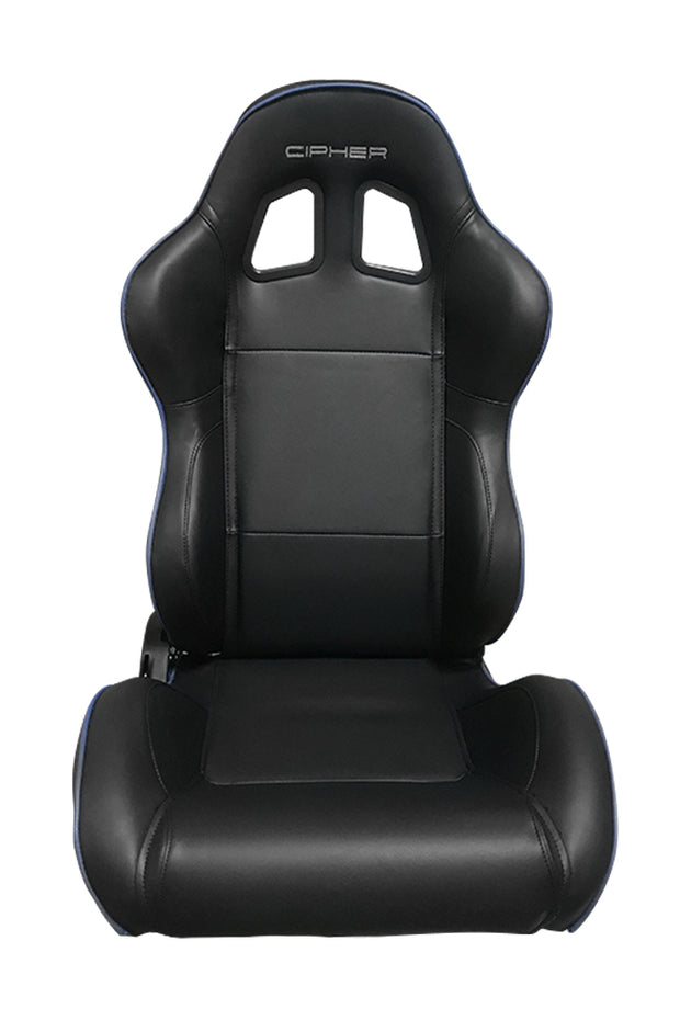CPA1031 Black Synthetic Leather with Blue Accent Piping Universal Racing Seats (Sold in Pairs) - (NEW!)