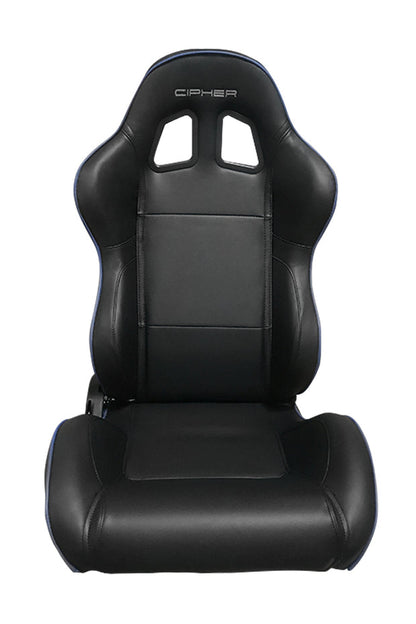 CPA1031 Black Synthetic Leather with Blue Accent Piping Universal Racing Seats (Sold in Pairs) - (NEW!)