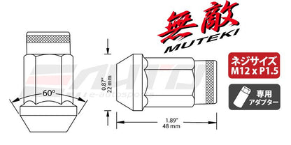 MUTEKI SR48 12x1.5 Wheel Lug Nut for GX460 GX470 Land Crusier  - Chrome Titanium