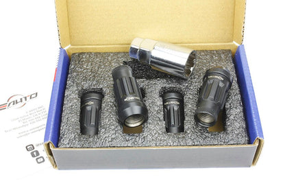 MONSTER Lug 4pc Lock Set 14x1.5 48mm Wheel Rim Acorn Tuner Open End Nut - Black