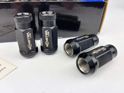 MONSTER 24pc 48mm Wheel Extended Acorn Tuner Open End Lug Nut 14x1.5 - Black