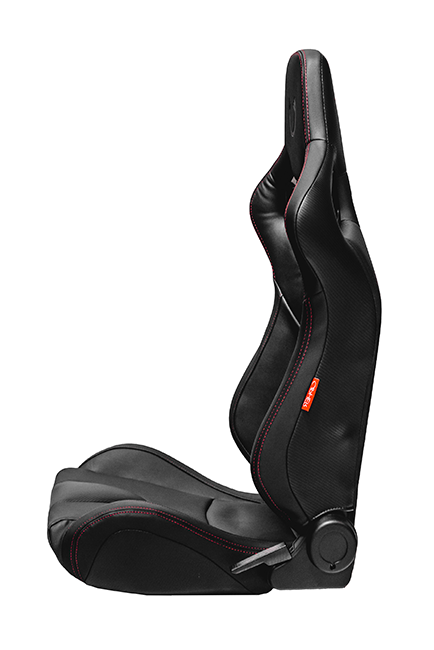 CPA2001 Euro Series All Black PU Leather Red Stitches with Carbon Fiber PU (Sold in Pairs)