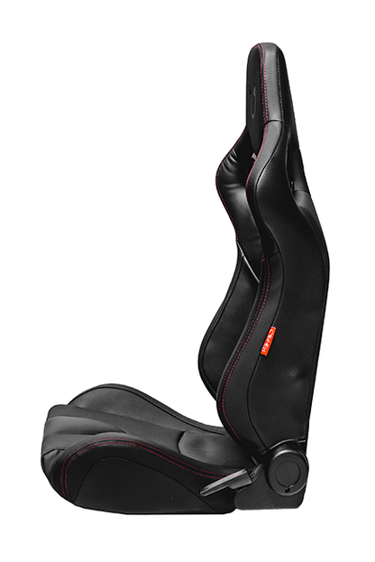 CPA2001 Euro Series All Black PU Leather Red Stitches with Carbon Fiber PU (Sold in Pairs)