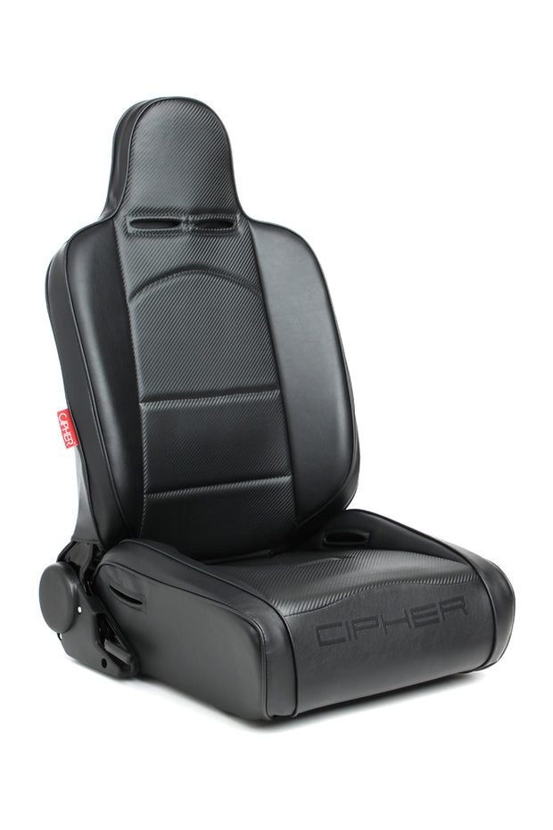 CPA3002 Black Leatherette / Carbon Fiber PU W/Black Piping Universal Reclineable Suspension / Jeep Seats