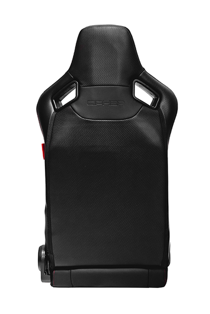 CPA2009RS Cipher Racing Seats Black Leatherette Carbon Fiber w/ Red Stitching - Pair (NEW!)