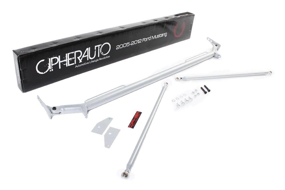 Cipher Racing Harness Bar Silver Powder Coated (2005-2012 Ford Mustang)